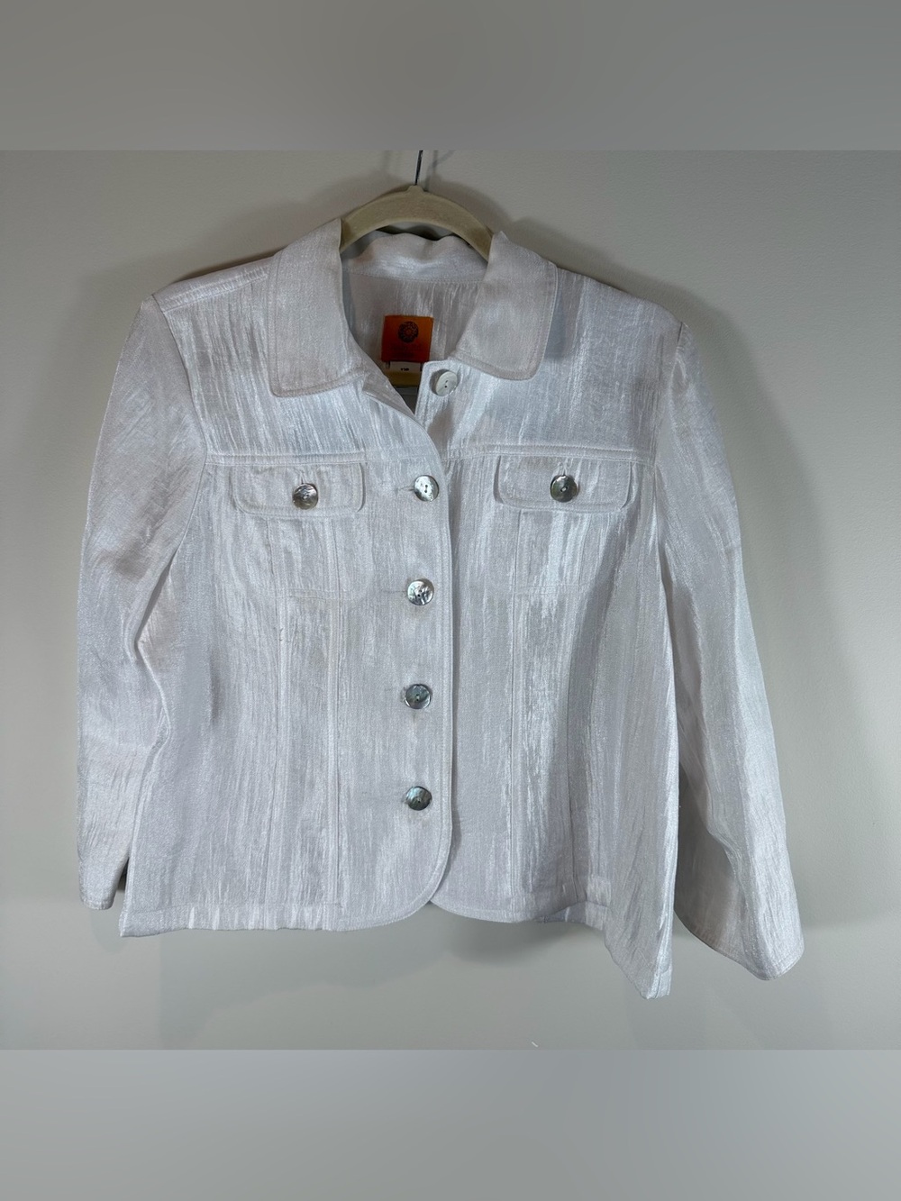 Ruby Rd. Shimmery Pearl-White Blazer Jacket Size 12P